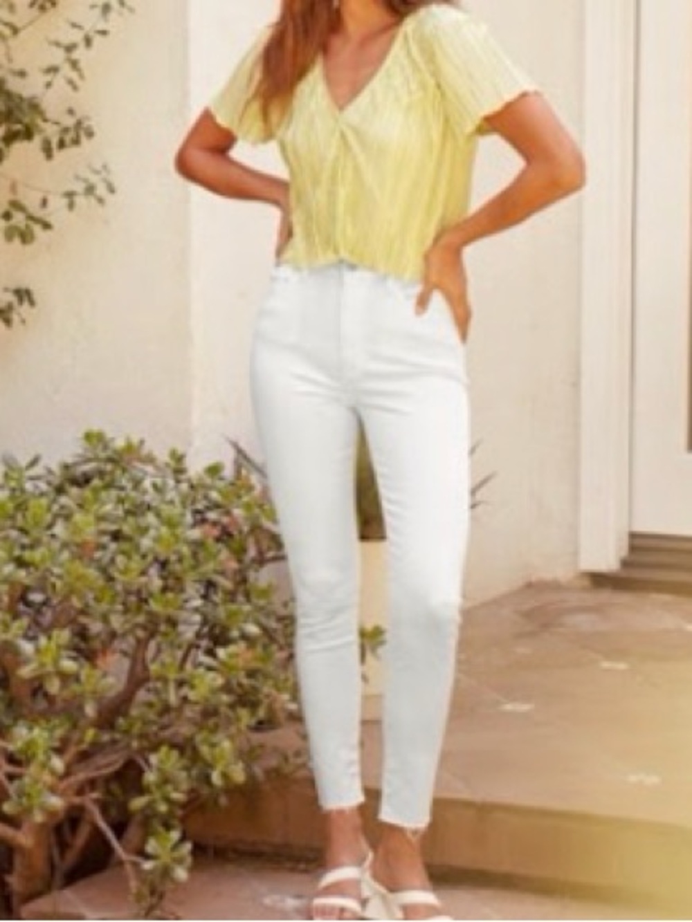 Lulu's Cream Straight-Leg Jeans